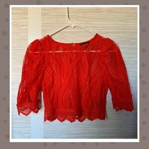 Bebe Corded Lace Zipper Back Top  Size 0